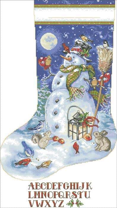 Cross-stitch pattern Christmas stocking-Snowman - Free Cross-stitch  patterns