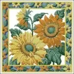 free cross-stitch pattern Pillow with sunfloers