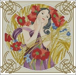 Free cross stitch pattern "Alphonse _Mucha_ August"