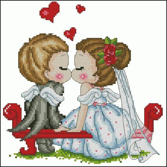 cross-stitch pattern free wedding