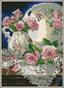 still-life with roses-cross-stitch [attern