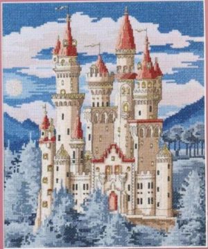 Free cross-stitch design Fairy castle