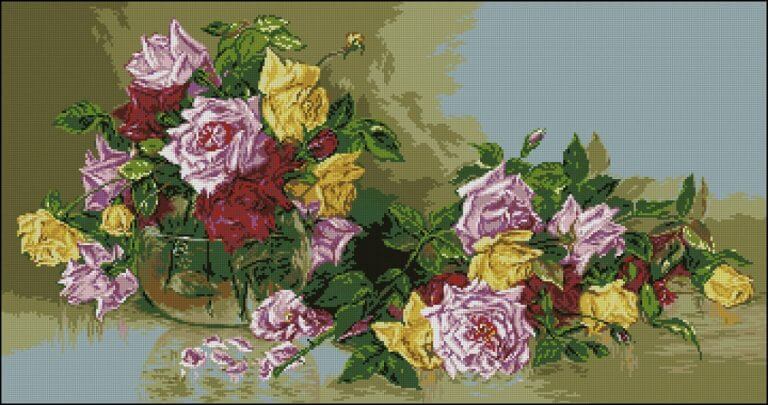 Cross-stitch design “Roses” by Alice B. Chittenden