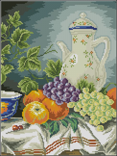 Still life with grapes-cross-stitch pattern