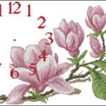 Orchids -free cross-stitch pattern for wall clock