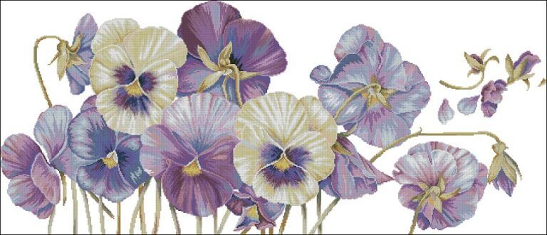 Purple pansy- cross-stitch design