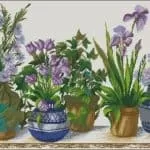 Five flower pots-free cross-stitch pattern