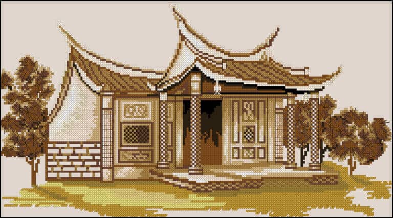 Cross-stitch pattern Oriental house