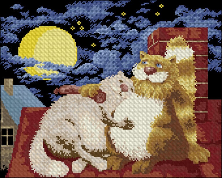 Free cross-stitch pattern “Love on the roof”