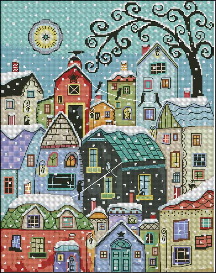 snowfall-magical-city-sityscape-free-cross-stitch-pattern