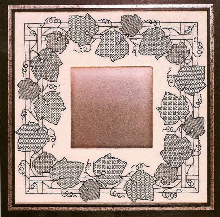 Blackwork. Grapevine mirrow frame.