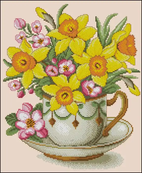 Daffodils-free cross-stitch design