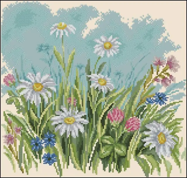 Daisies in the field-cross-stitch pattern