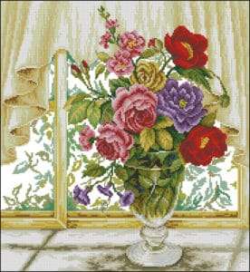  Roses by the Window-cross-stitch design
