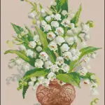 Lilies of the valley in a vase-cross-stitch design