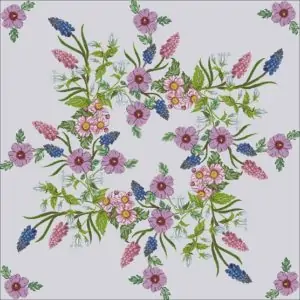 Tablecloth with floral motif-free cross-stitch pattern