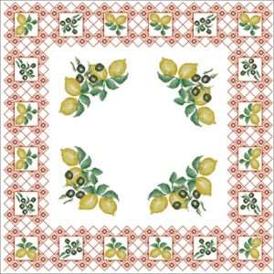 Tablecloth with lemons-free cross-stitch design