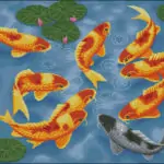 Gold fishes-free cross-stitch pattern