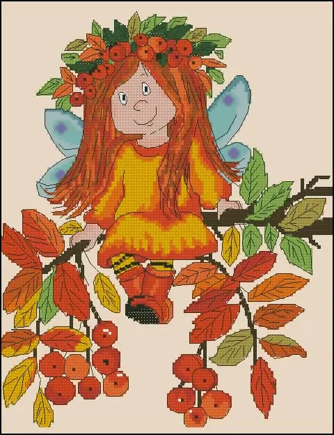 Free cross-stitch pattern -Autumn fairy