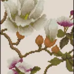 Butterfly on a magnolia flower-free cross-stitch design