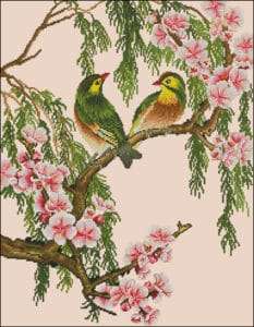 Spring birds-free cross-stitch pattern