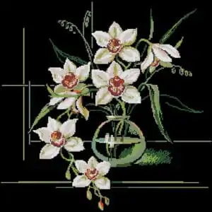 Daffodils on black-free cross-stitcg design