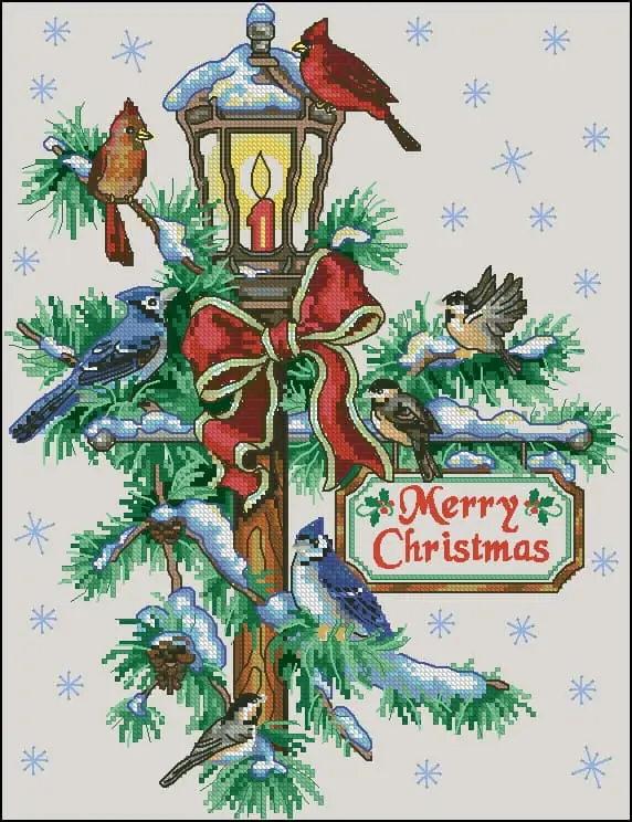 Christmas lamp-free cross-stitch pattern