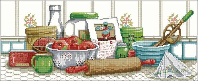 Mom’s kitchen-free cross-stitch design