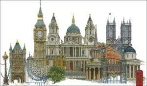 London Attractions-cross-stitch design