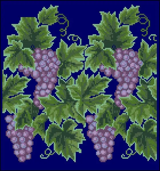 Grapes-cross-stitch pattern for pillow