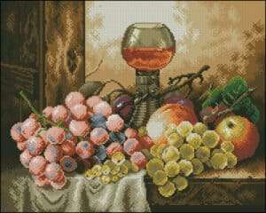 Still life with grapes-cross-stitch pattern