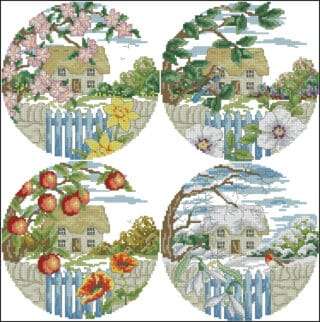 Four seasons-free cross-stitch design - Free Cross-stitch patterns