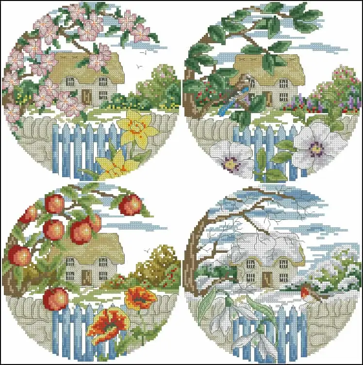 Four seasons-free cross-stitch design
