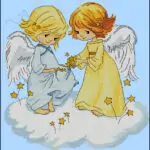 Angels on a cloud-cross-stitch design