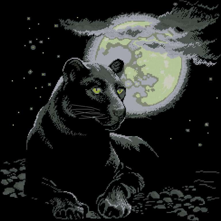 Black panther-free cross-stitch pattern
