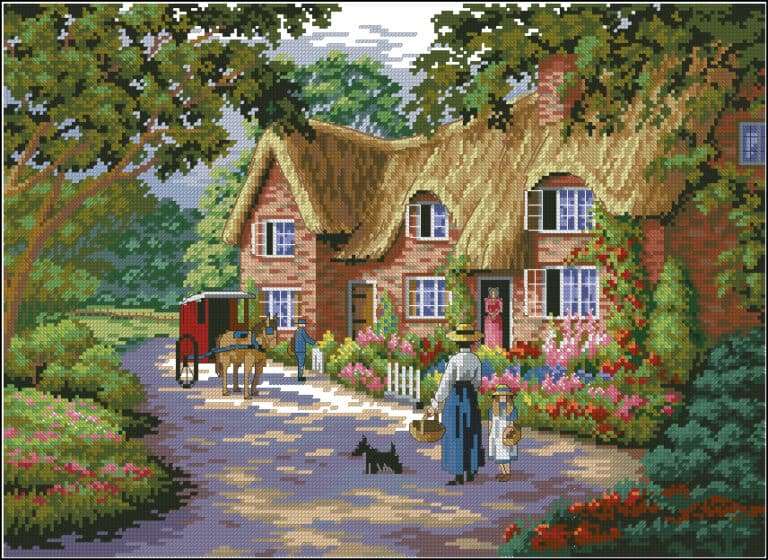 Postman visit-cross-stitch design