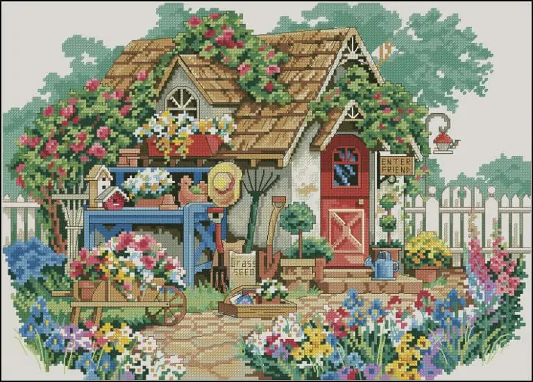 Gardener’s house-cross-stitch design