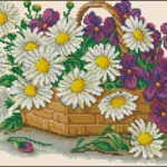 Daisies in a basket-cross-stitch design