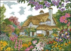 English cottage-cross-stitch design