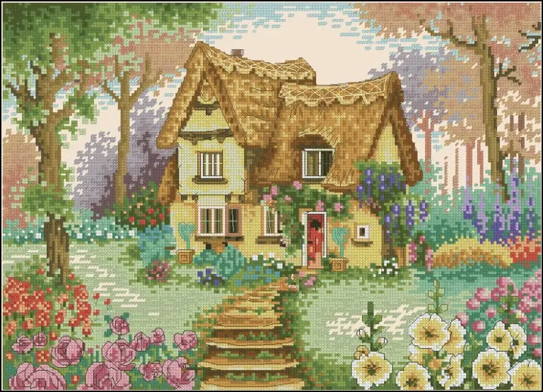 Cozy home-cross-stitch design