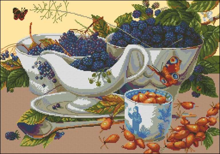 Blackberry Still Life-cross-stitch design