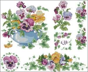 Flower compositions-cross-stitch designs