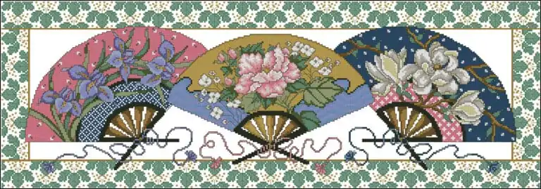 Oriental fans-cross-stitch design