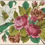 Roses and lily-cross-stitch pattern