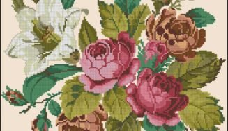 Roses and lily-cross-stitch pattern