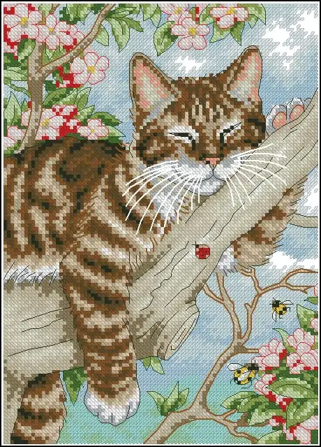 Sleeping Kitty-cross-stitch design