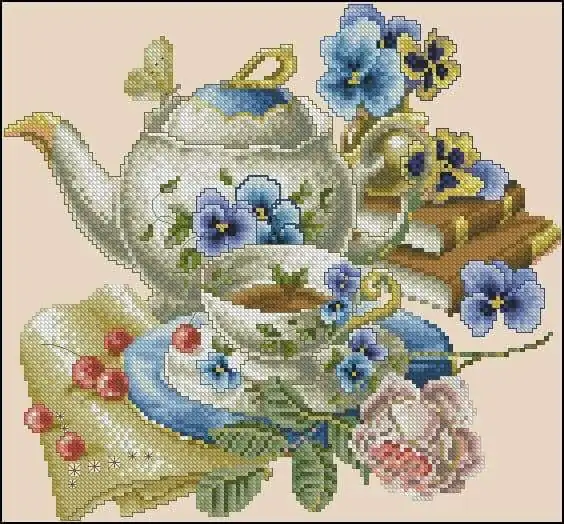 Tea time-cross-stitch design