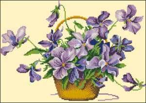 Flower basket-cross-stitch design