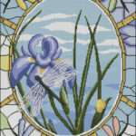 Iris stained glass-cross-stitch design