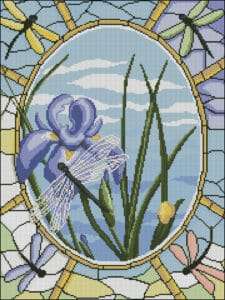  Iris stained glass-cross-stitch design